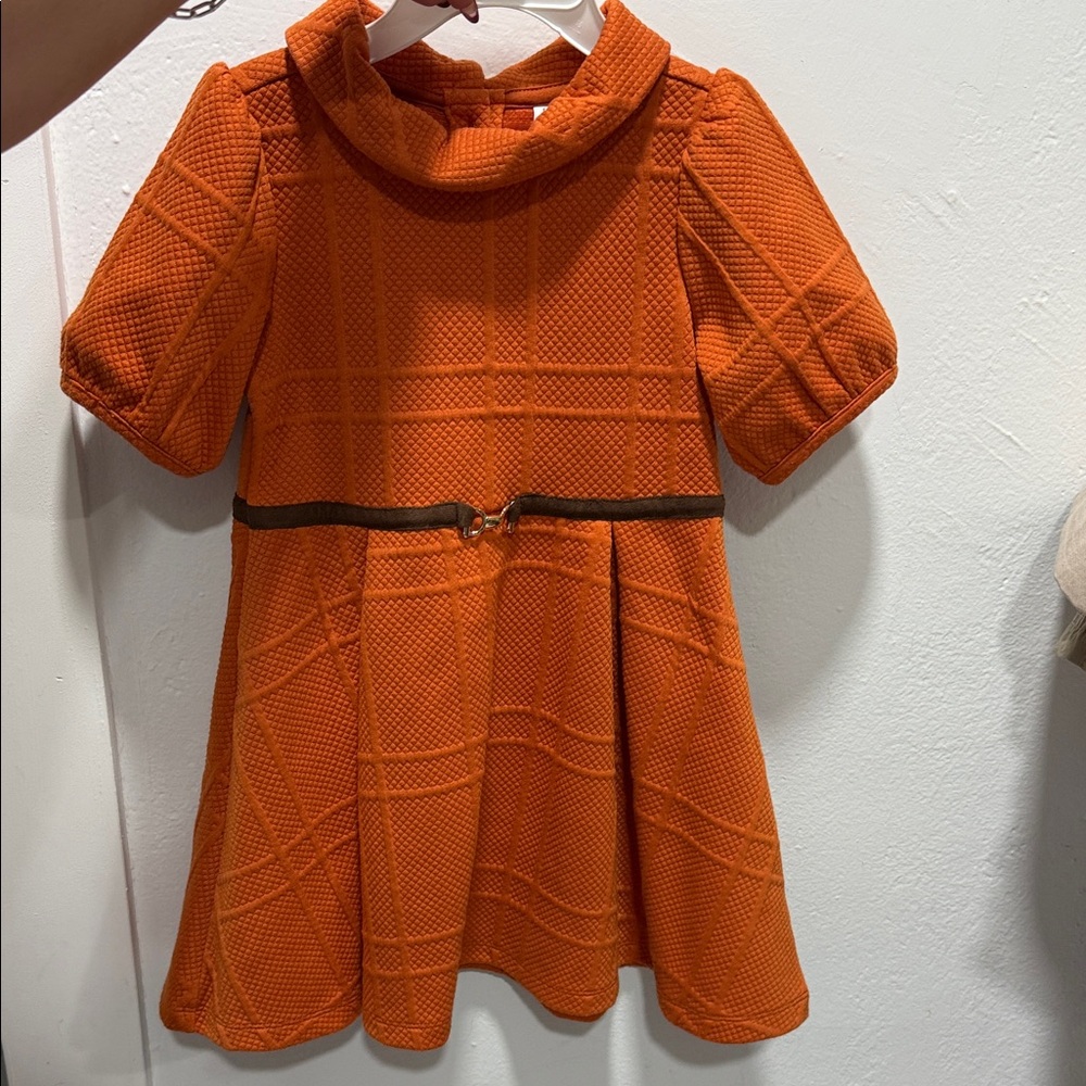 Janie and Jack Orange Textured Kids Dress